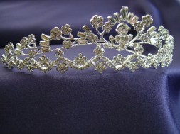 Silver tiara with diamante and crystal - 35mm